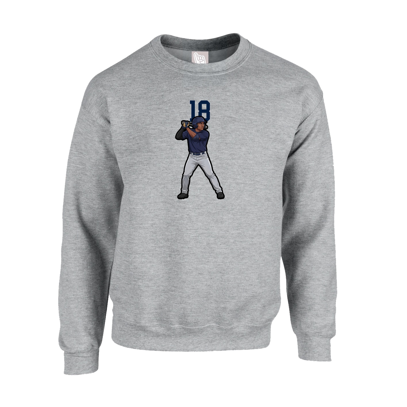 Fleece Crew — Number Top in Grey