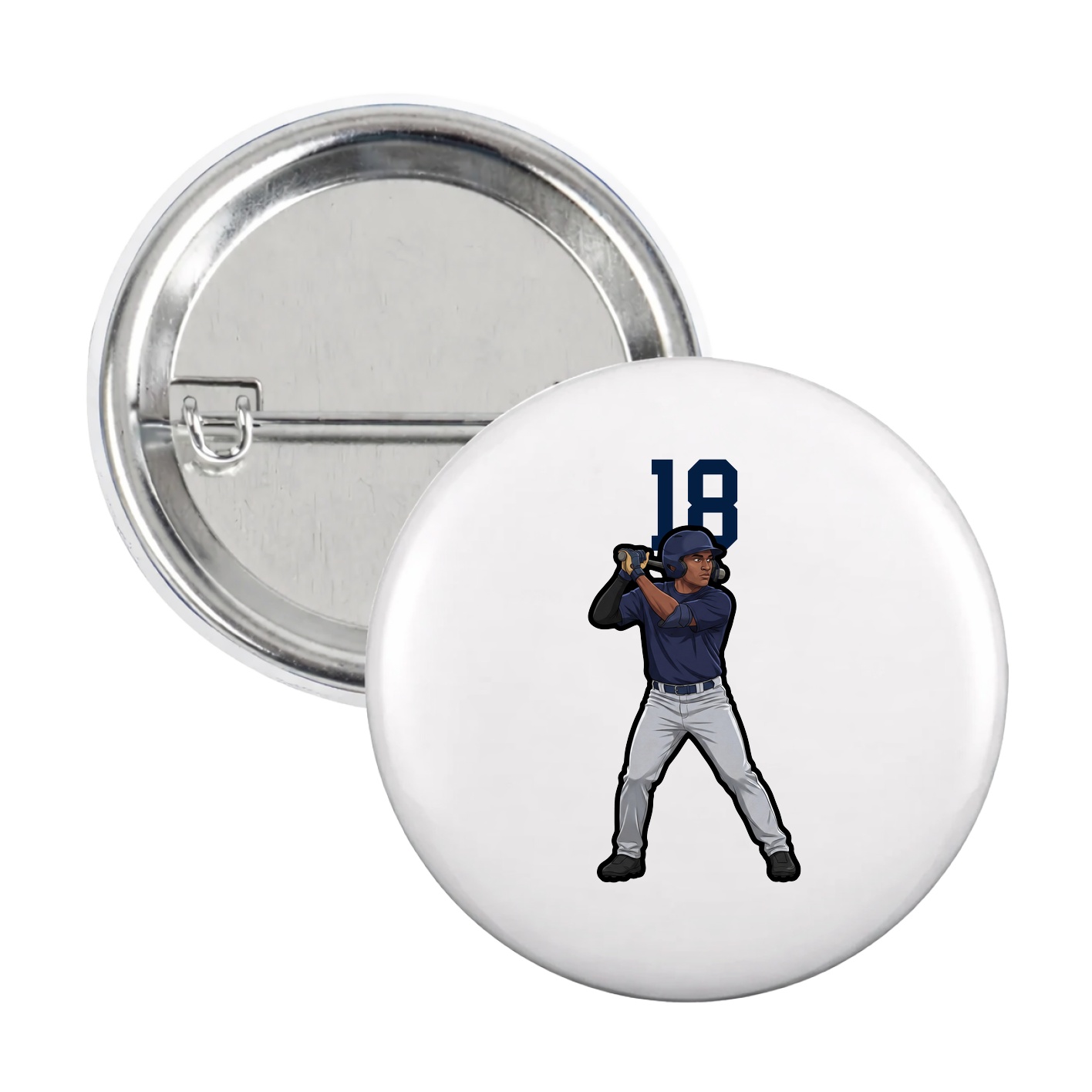 Game Day Button — Number Top in White