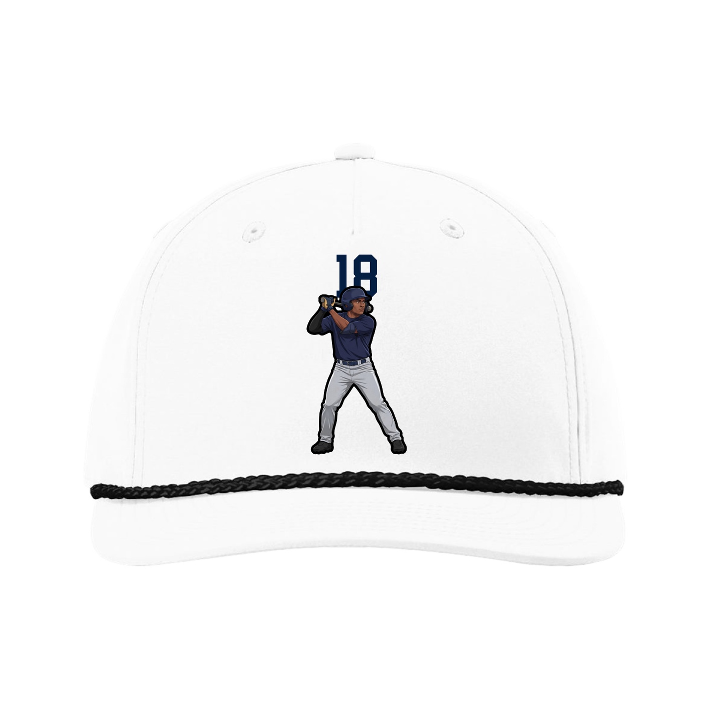 Five-Panel Classic Rope Cap — Number Top in White