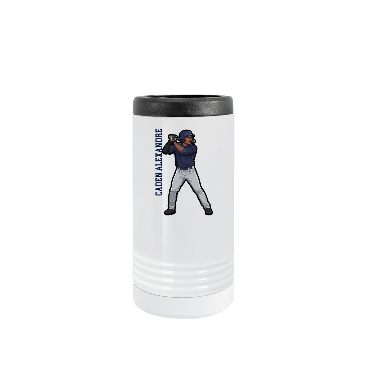 Slim Beverage Holder — Name Vertical in White