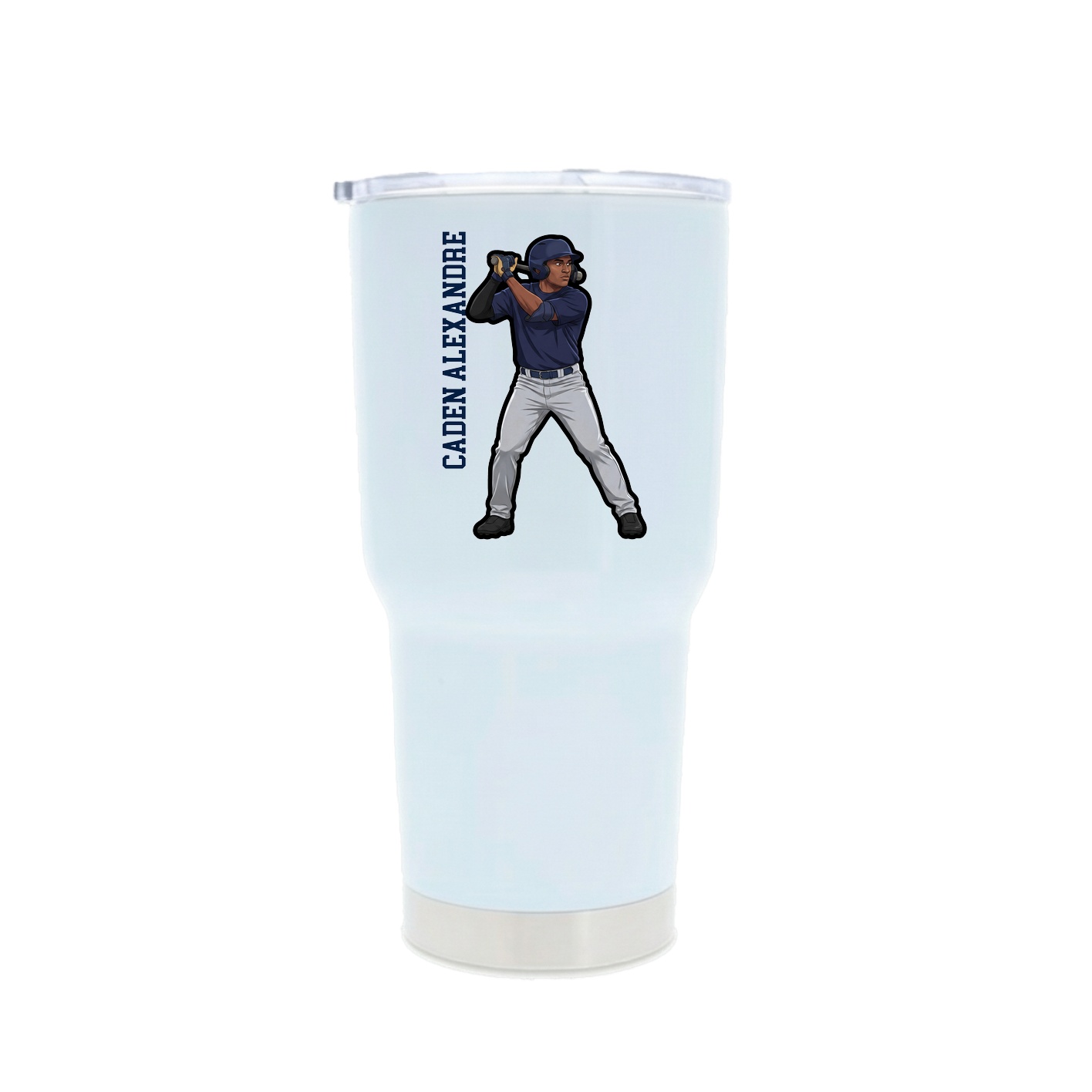 30oz Stainless Steel Tumbler — Name Vertical in White