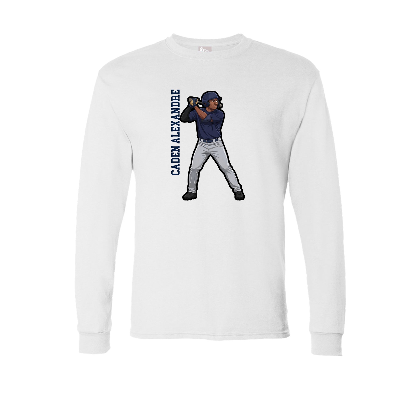 Long Sleeve Tee — Name Vertical in White