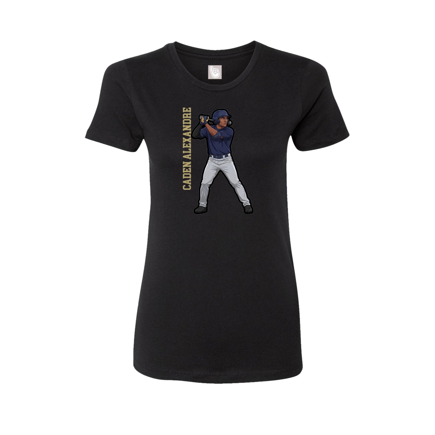 Womens Tee — Name Vertical in Black