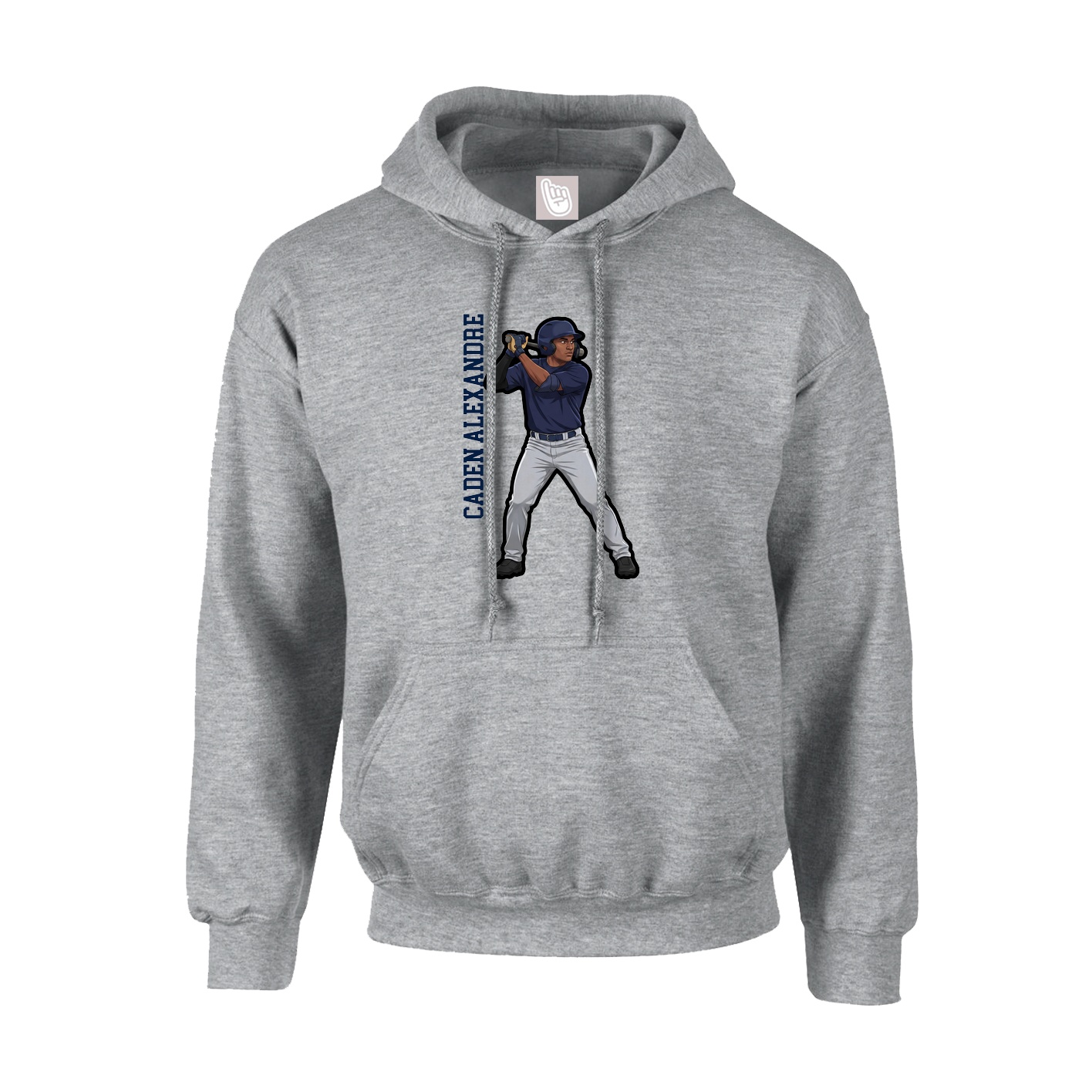 Youth Hoodie — Name Vertical in Grey