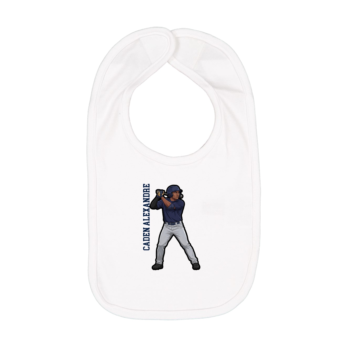 Infant Bib — Name Vertical in White