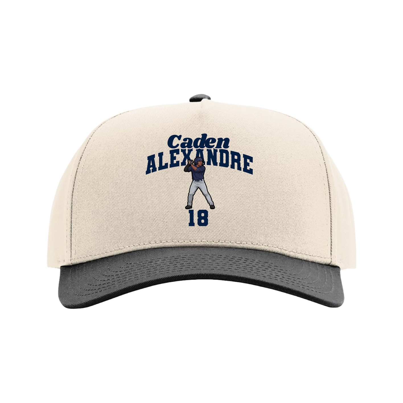 Full Fabric Five-Panel Champ Cap — Signature Arch in Cream/Black