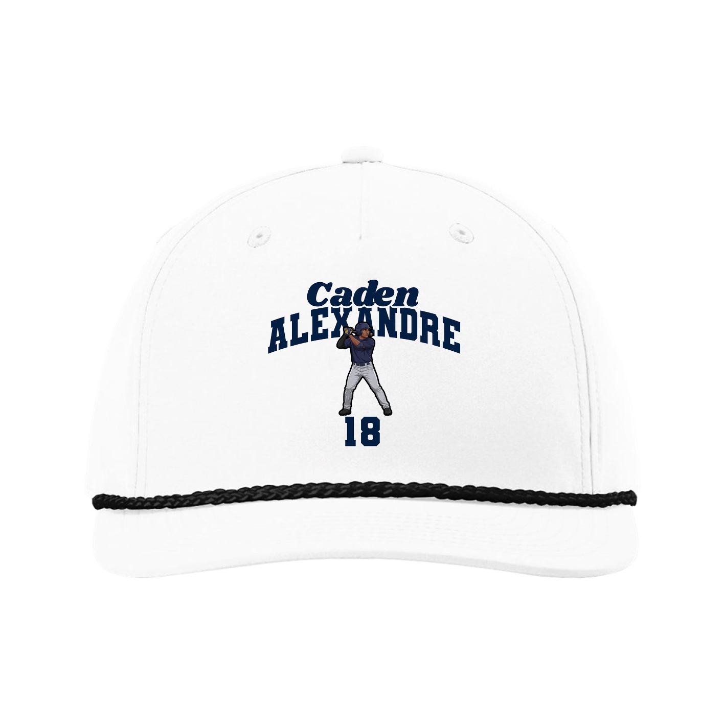 Five-Panel Classic Rope Cap — Signature Arch in White