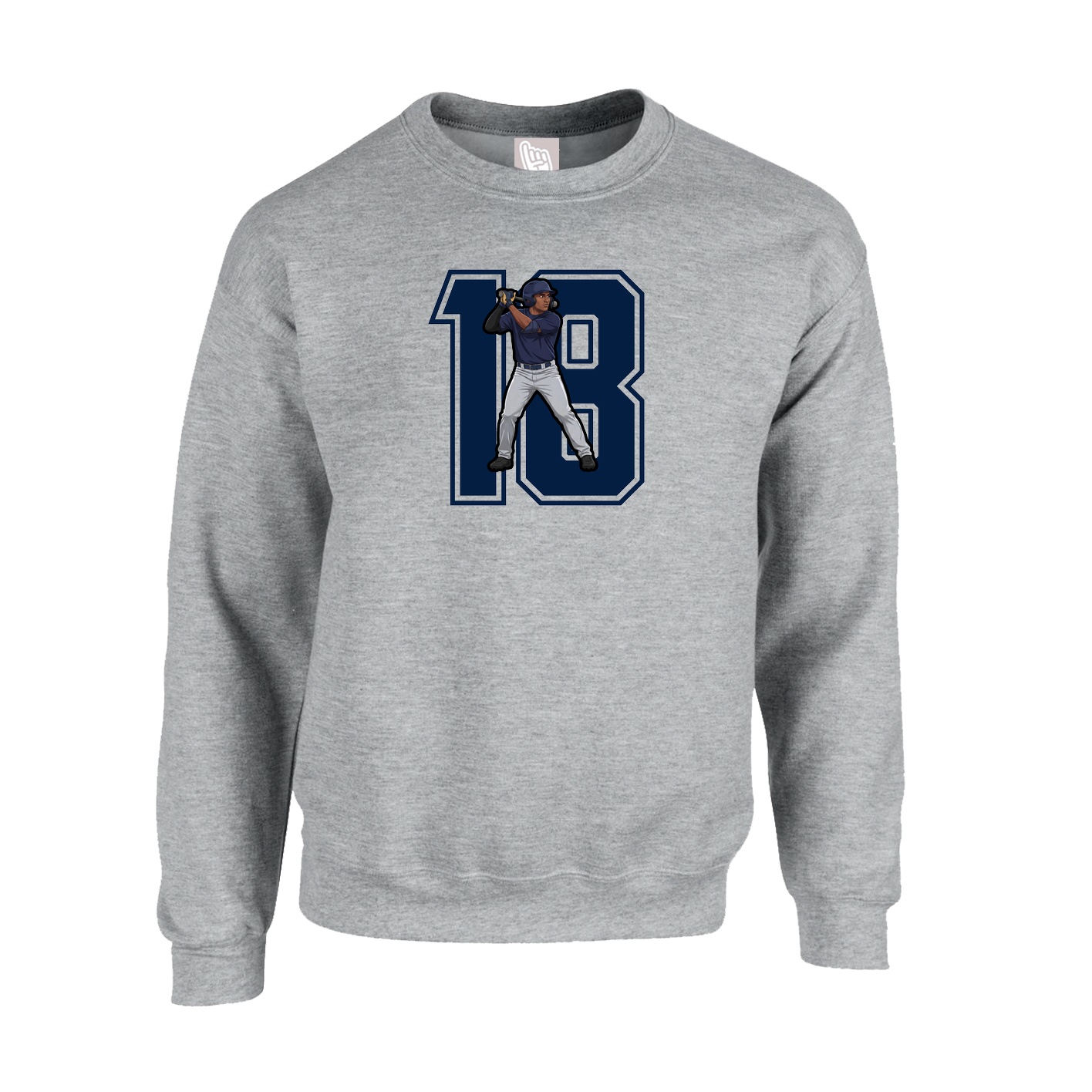 Fleece Crew — Number in Grey