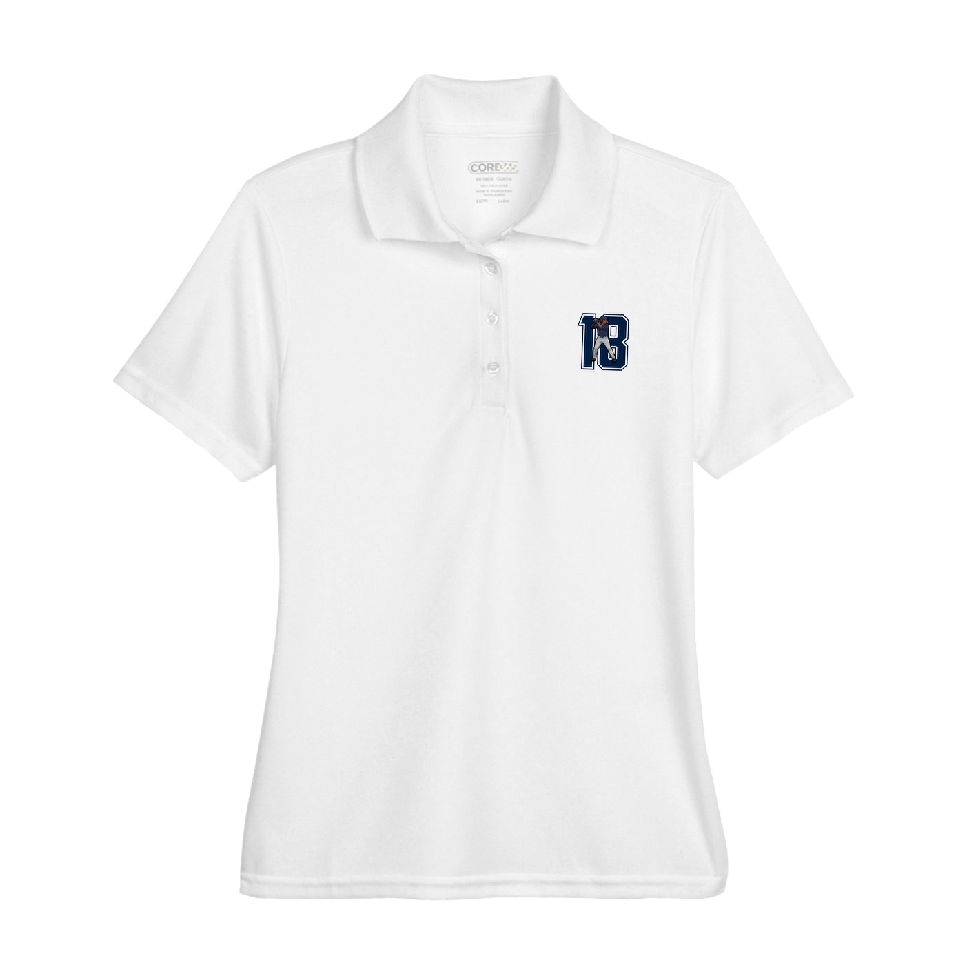 Womens Performance Polo — Number in White