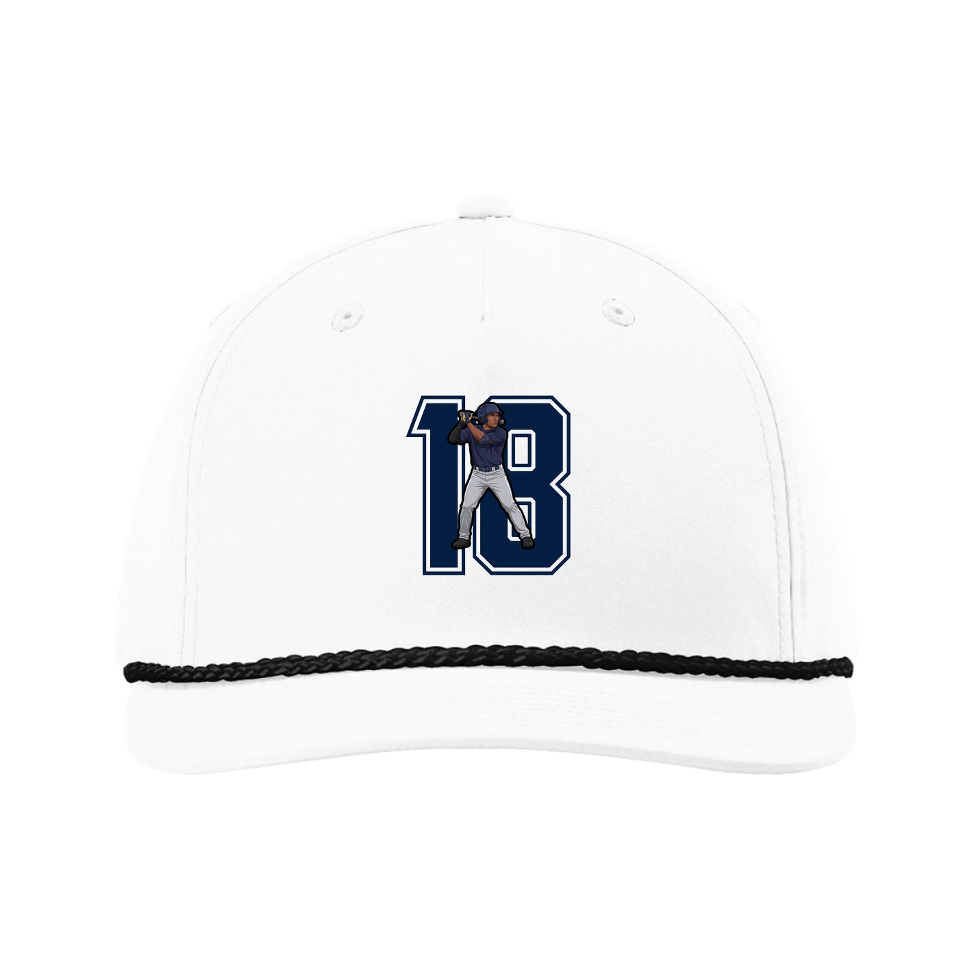 Five-Panel Classic Rope Cap — Number in White
