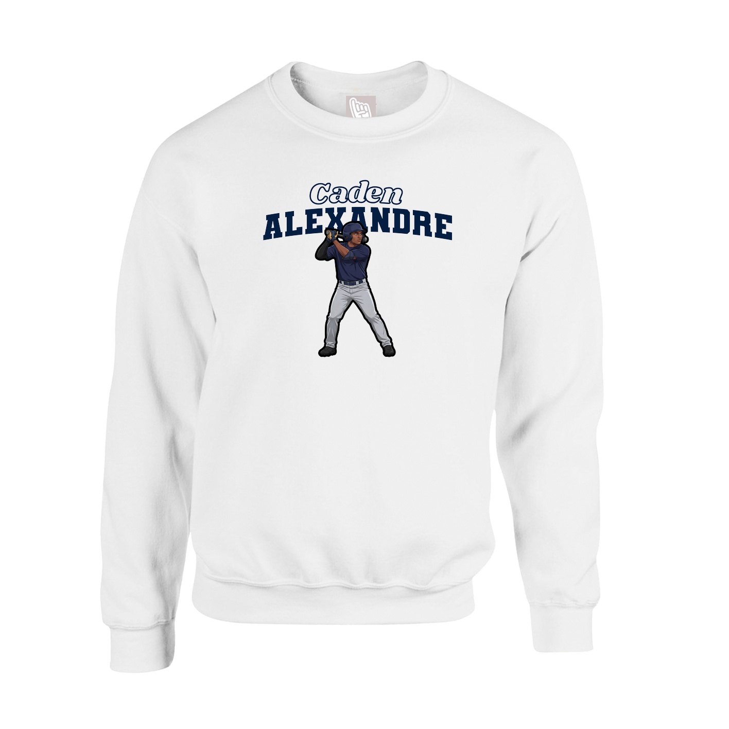 Fleece Crew — Name Arch in White