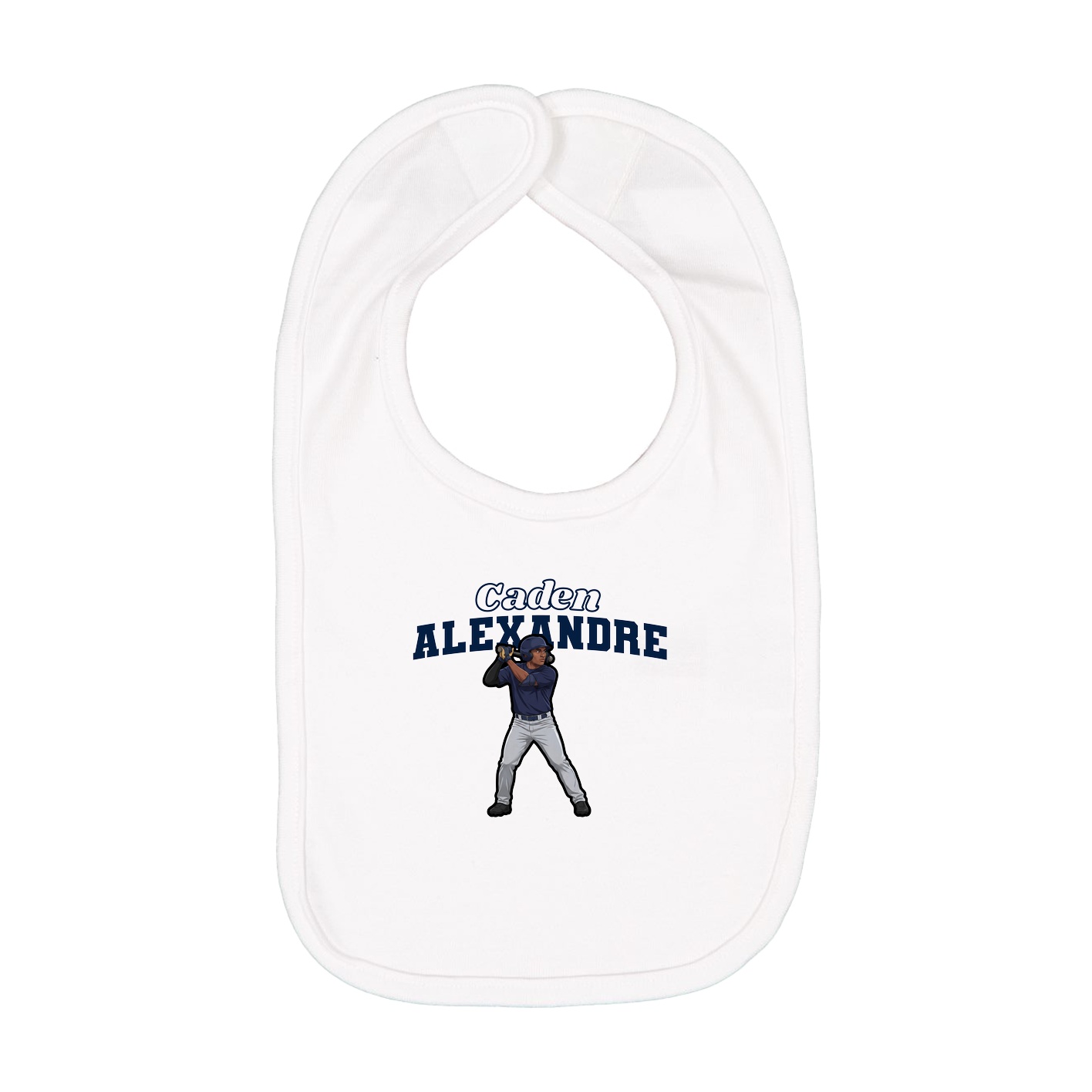 Infant Bib — Name Arch in White