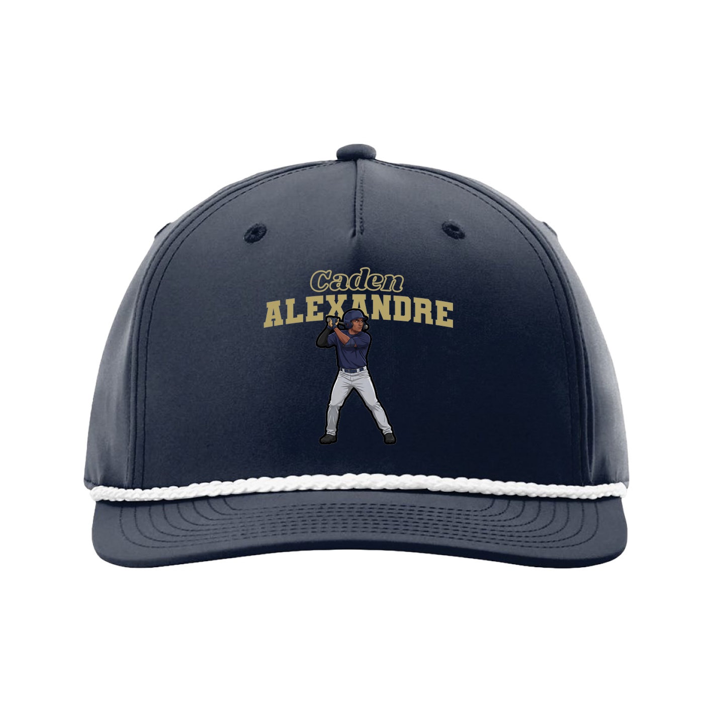 Five-Panel Classic Rope Cap — Name Arch in Navy