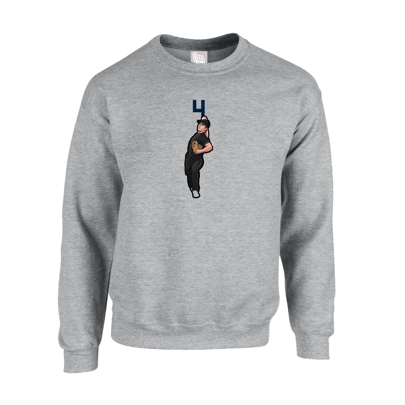 Fleece Crew — Number Top in Grey