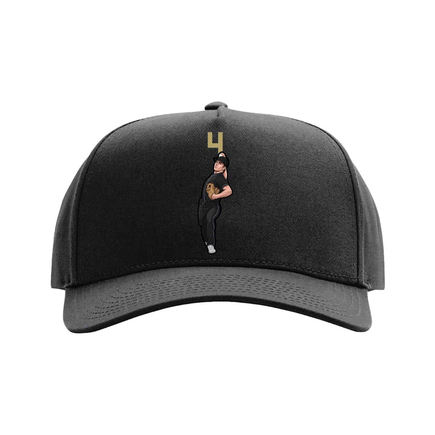 Full Fabric Five-Panel Champ Cap — Number Top in Black