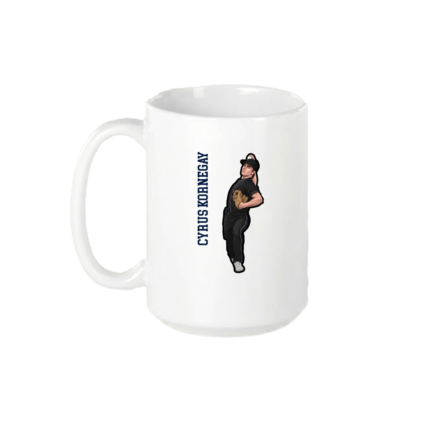 15oz Coffee Mug — Name Vertical in White