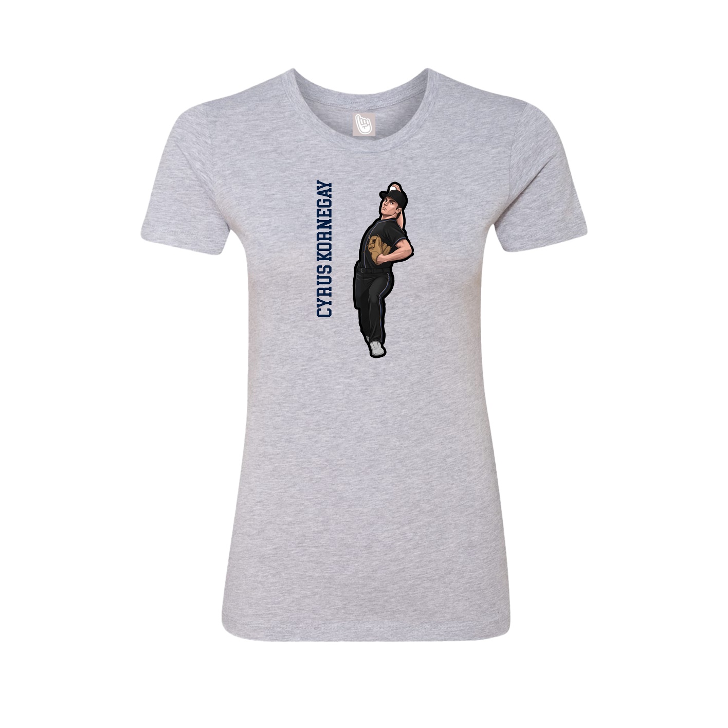 Fitted Women's Tee — Name Vertical in Grey
