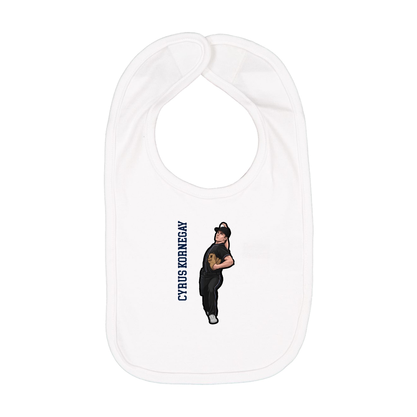 Infant Bib — Name Vertical in White