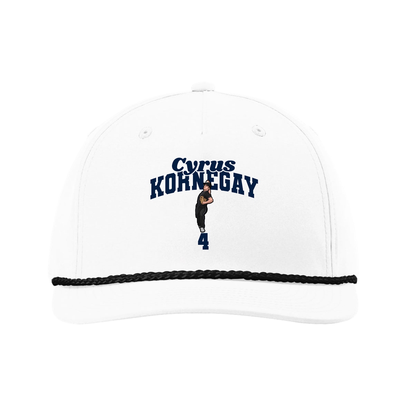 Five-Panel Classic Rope Cap — Signature Arch in White