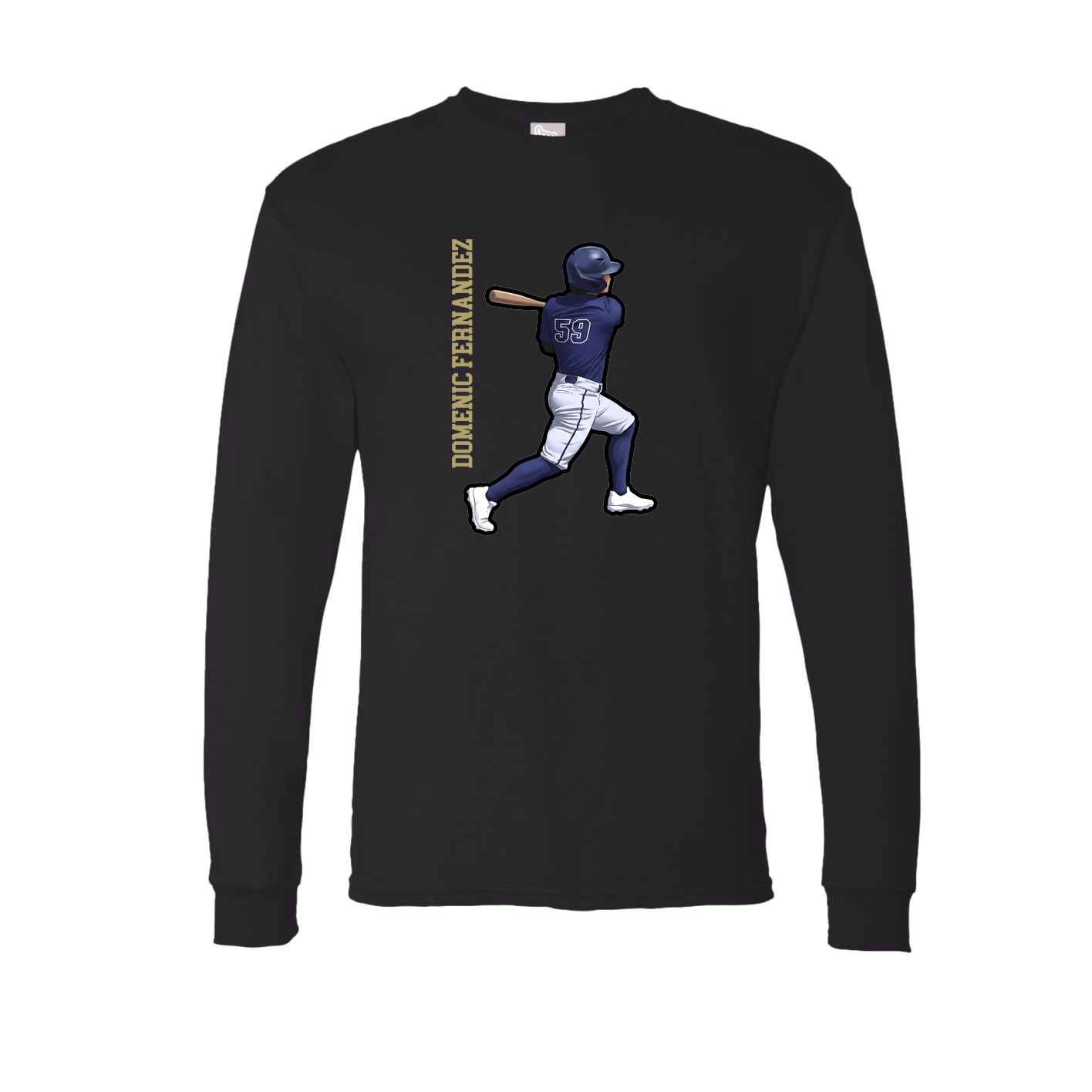 Long Sleeve Tee — Name Vertical in Black