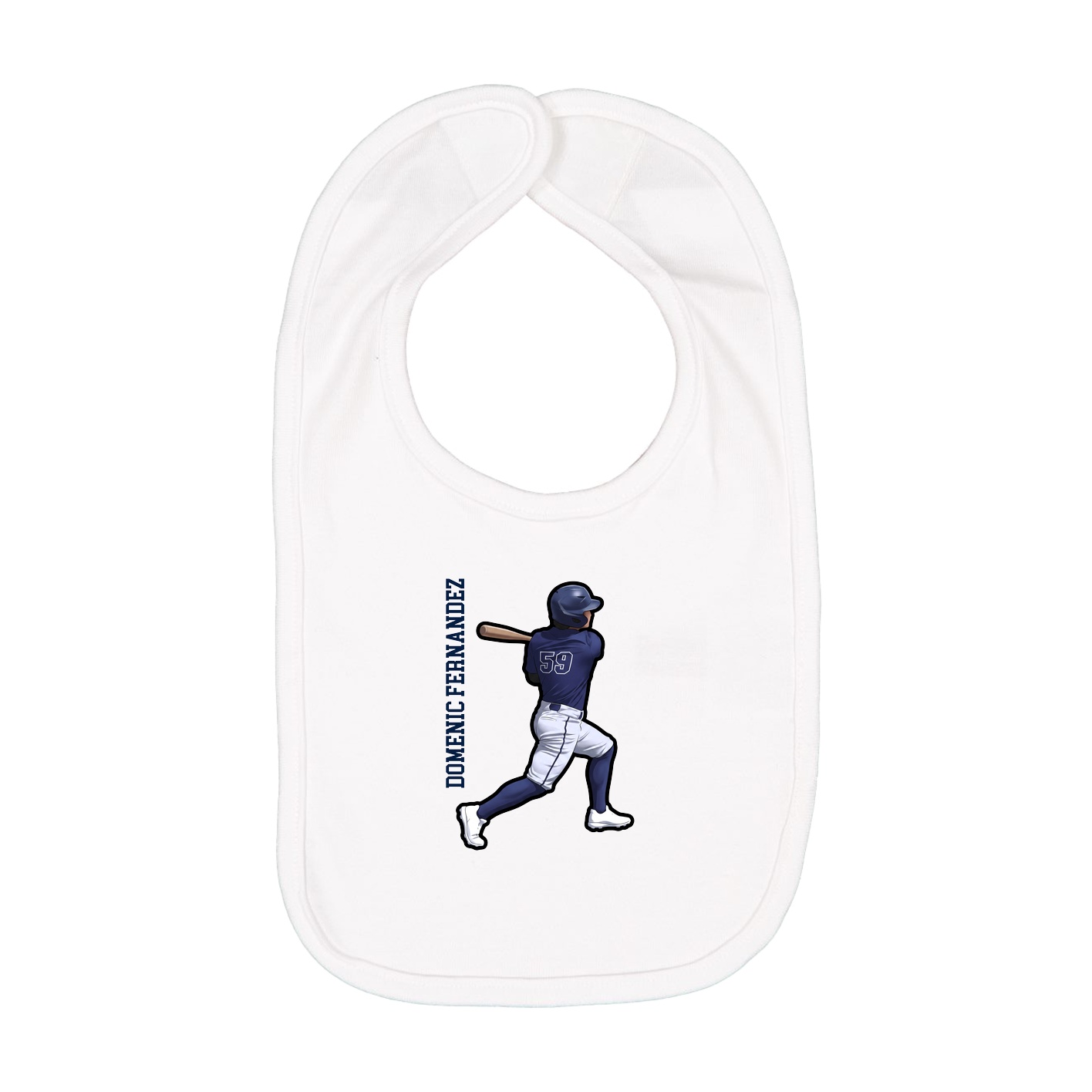 Infant Bib — Name Vertical in White