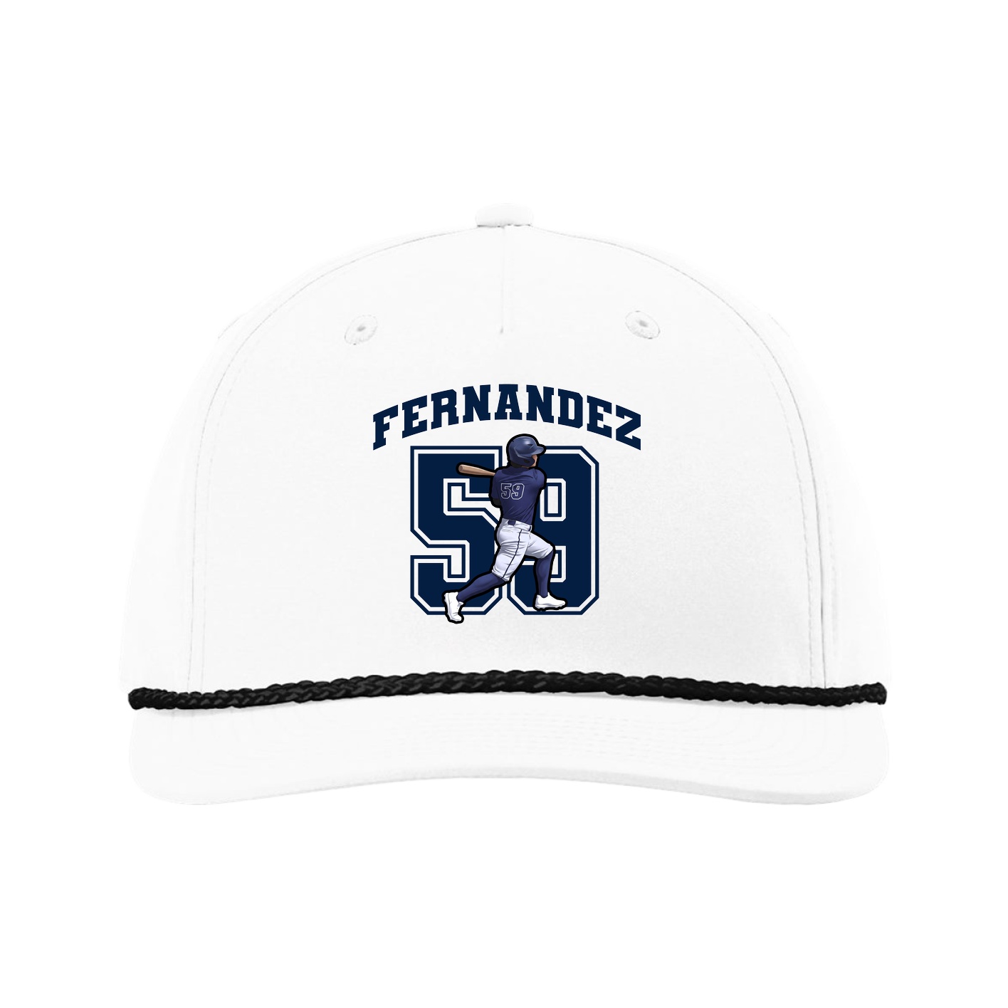 Five-Panel Classic Rope Cap — Number in White