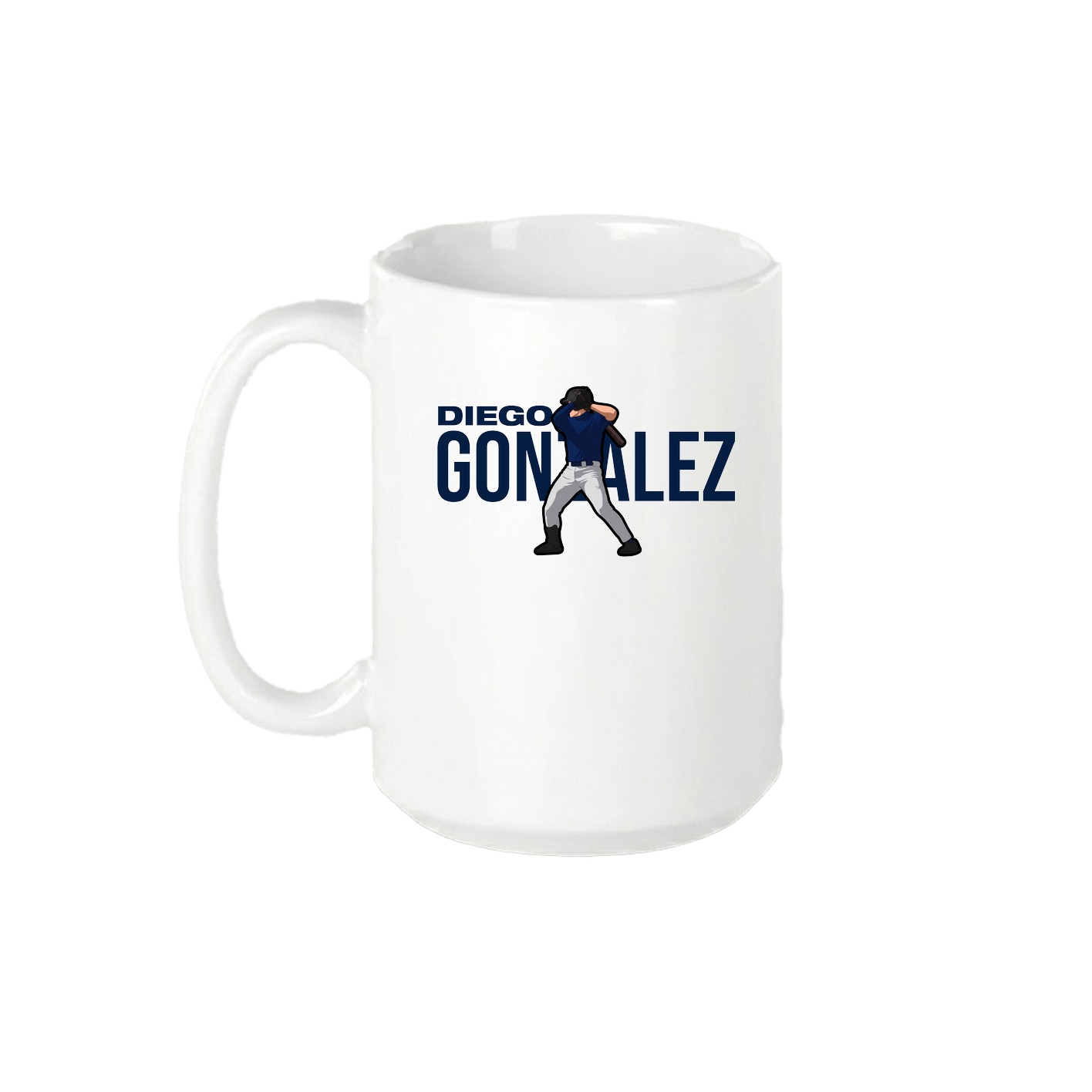 15oz Coffee Mug — Player Name in White