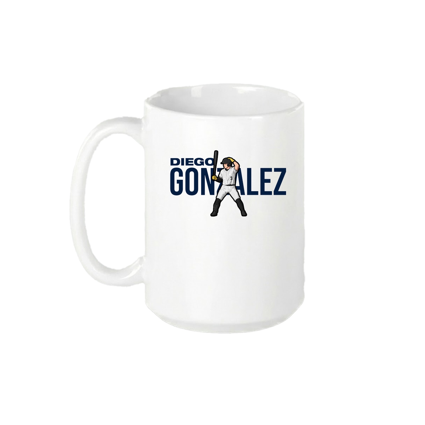 15oz Coffee Mug — Player Name in White