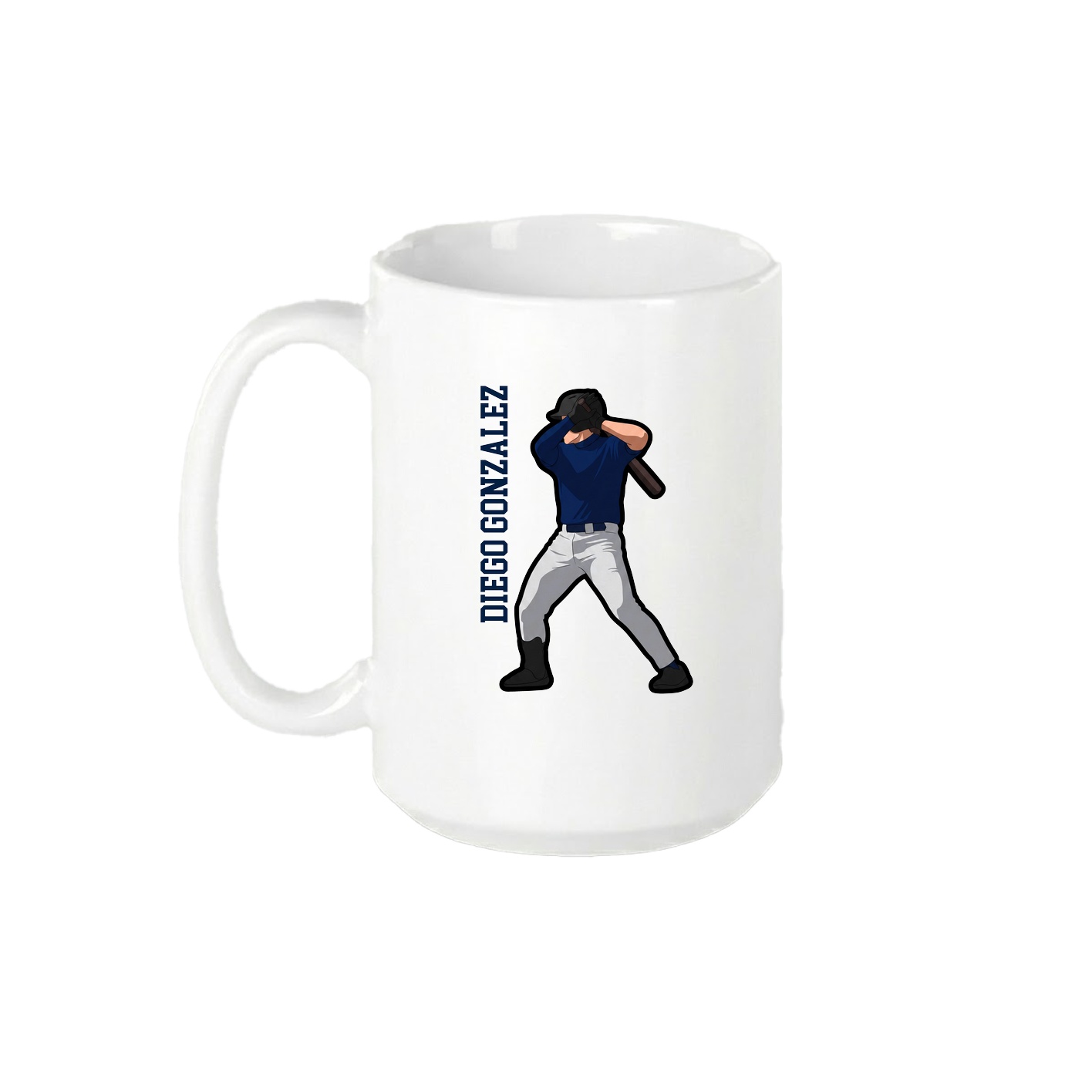 15oz Coffee Mug — Name Vertical in White