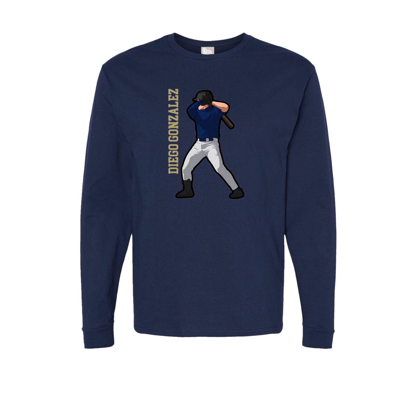 Long Sleeve Tee — Name Vertical in Navy