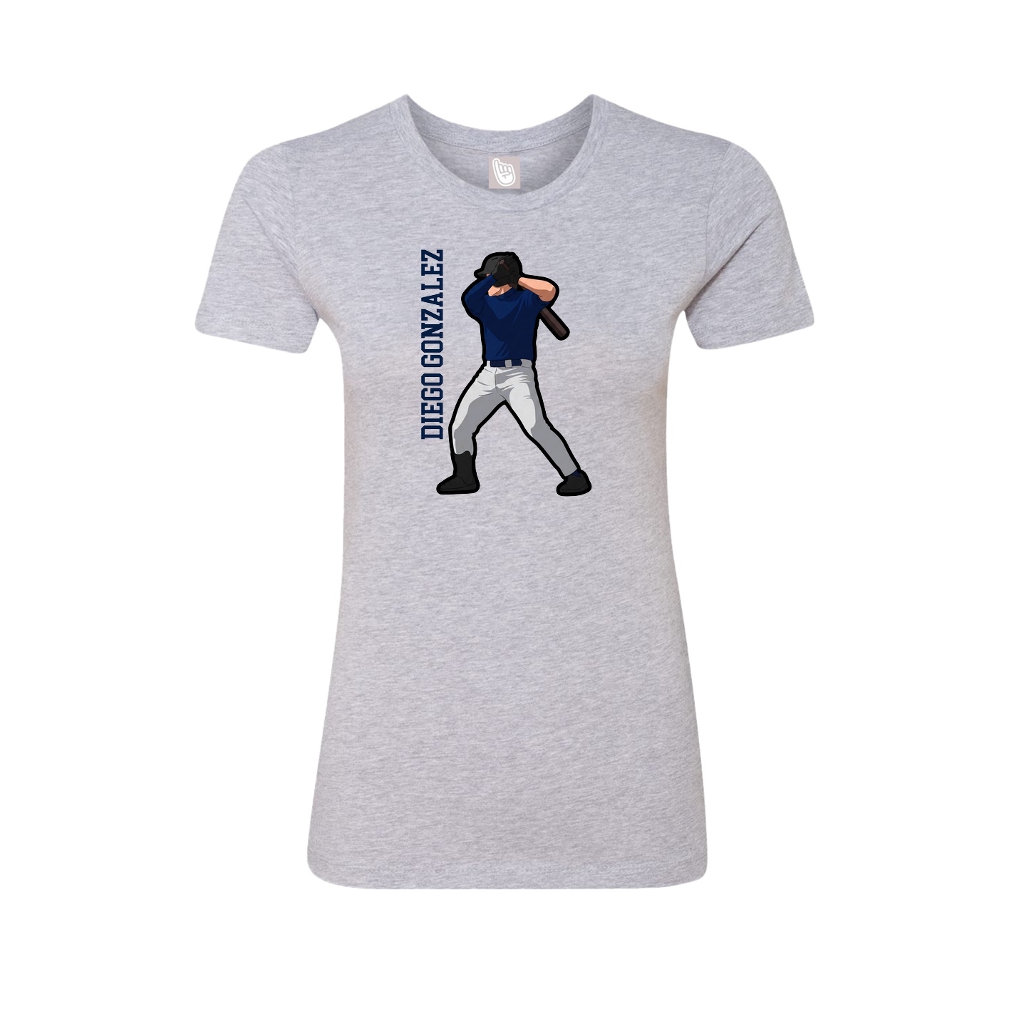 Fitted Women's Tee — Name Vertical in Grey