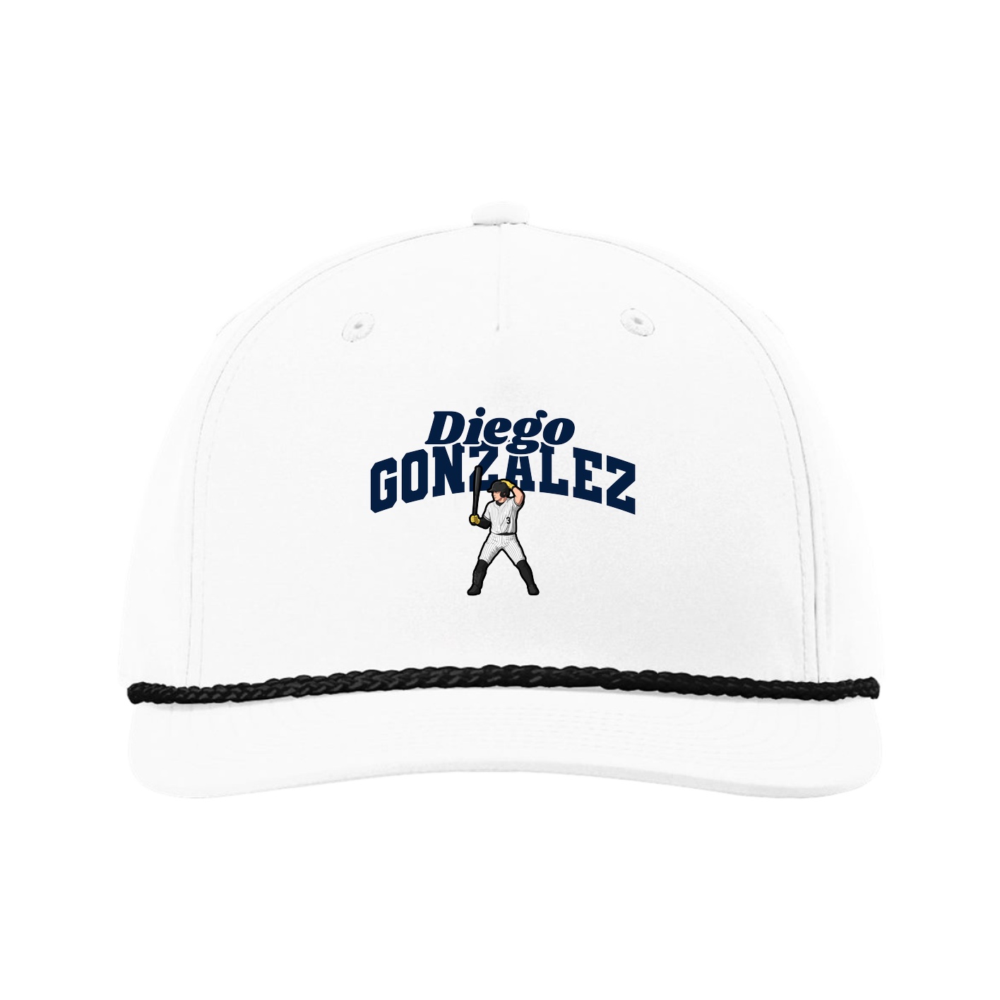 Five-Panel Classic Rope Cap — Signature Arch in White