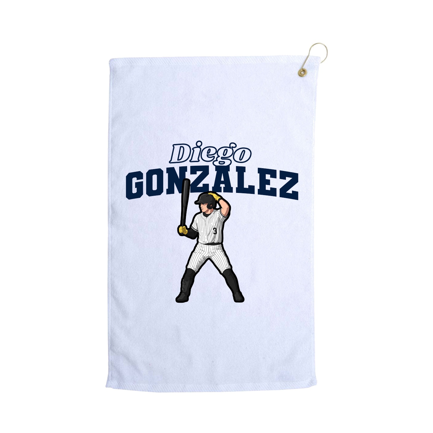 Golf Towel — Name Arch in White