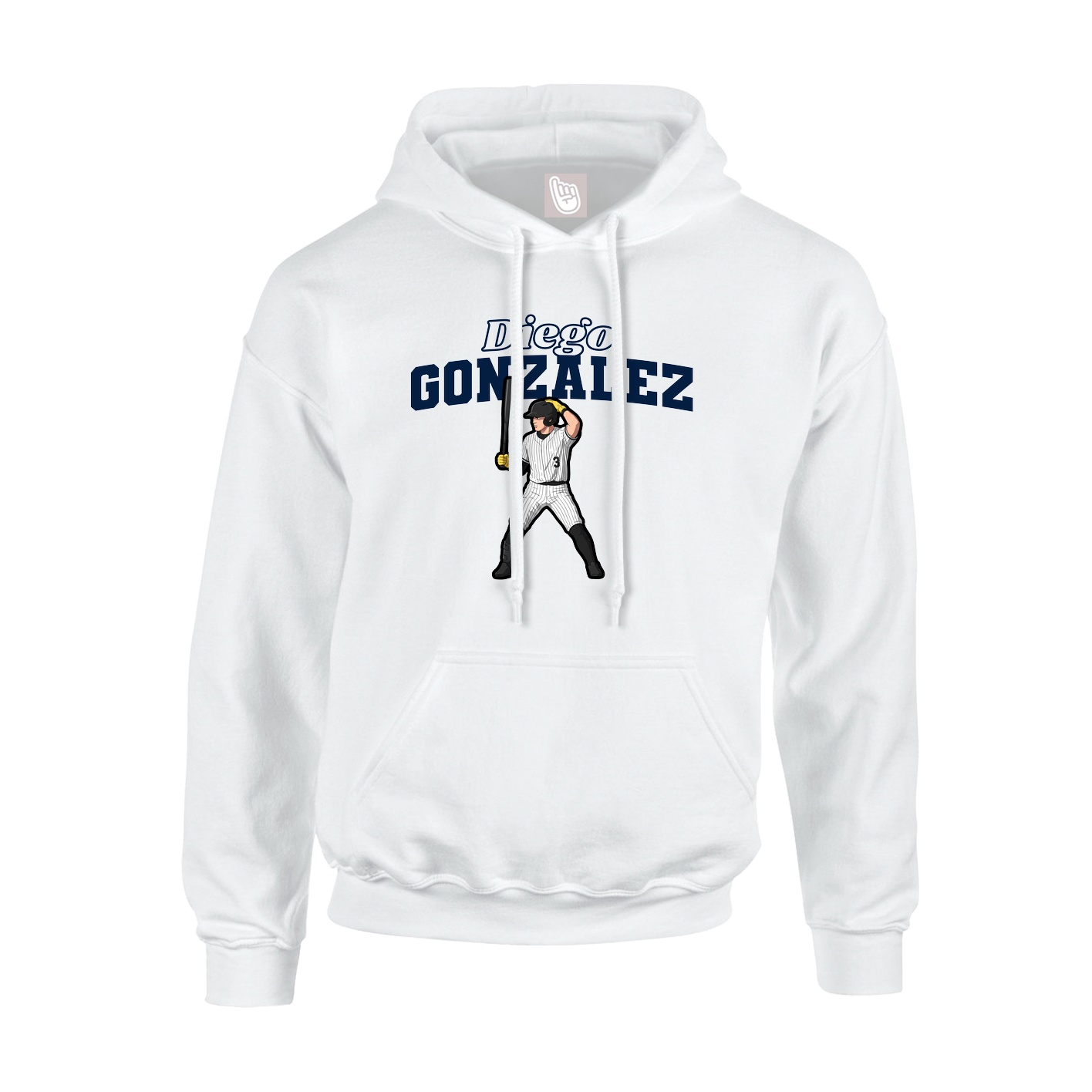 Youth Hoodie — Name Arch in White
