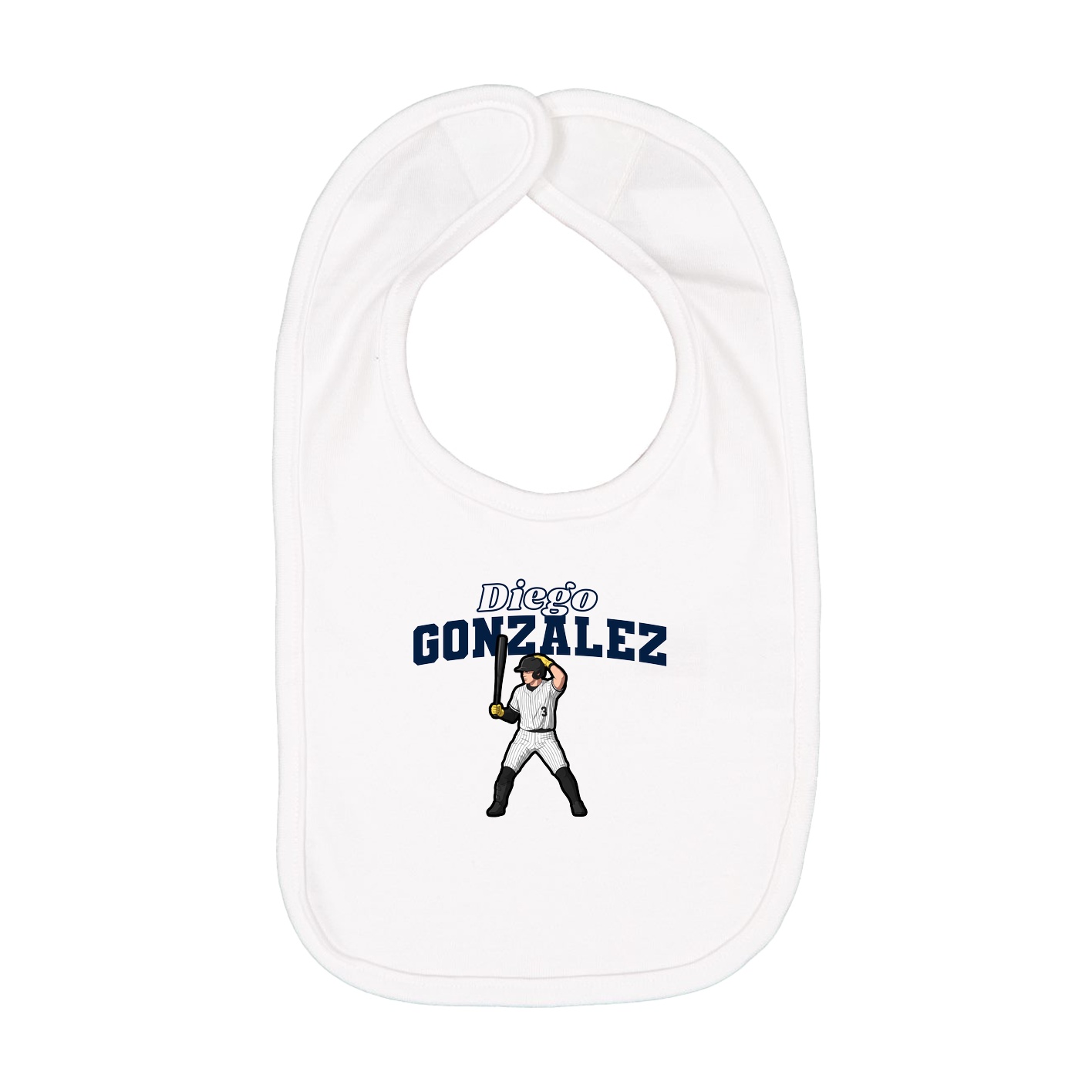 Infant Bib — Name Arch in White