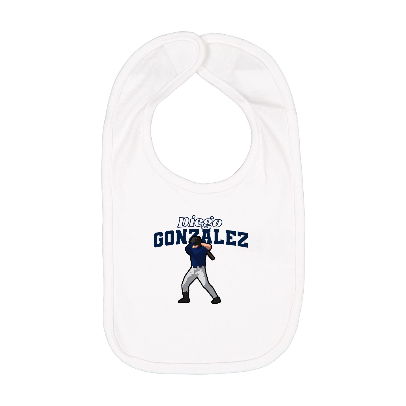 Infant Bib — Name Arch in White