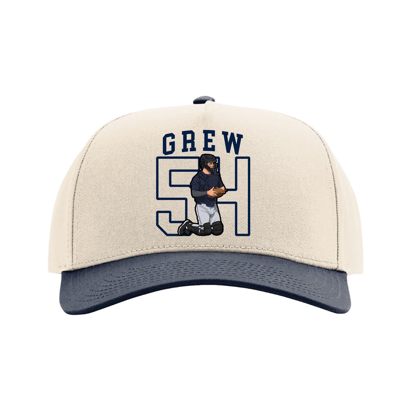 Full Fabric Five-Panel Champ Cap — Shirsey in Cream/Navy