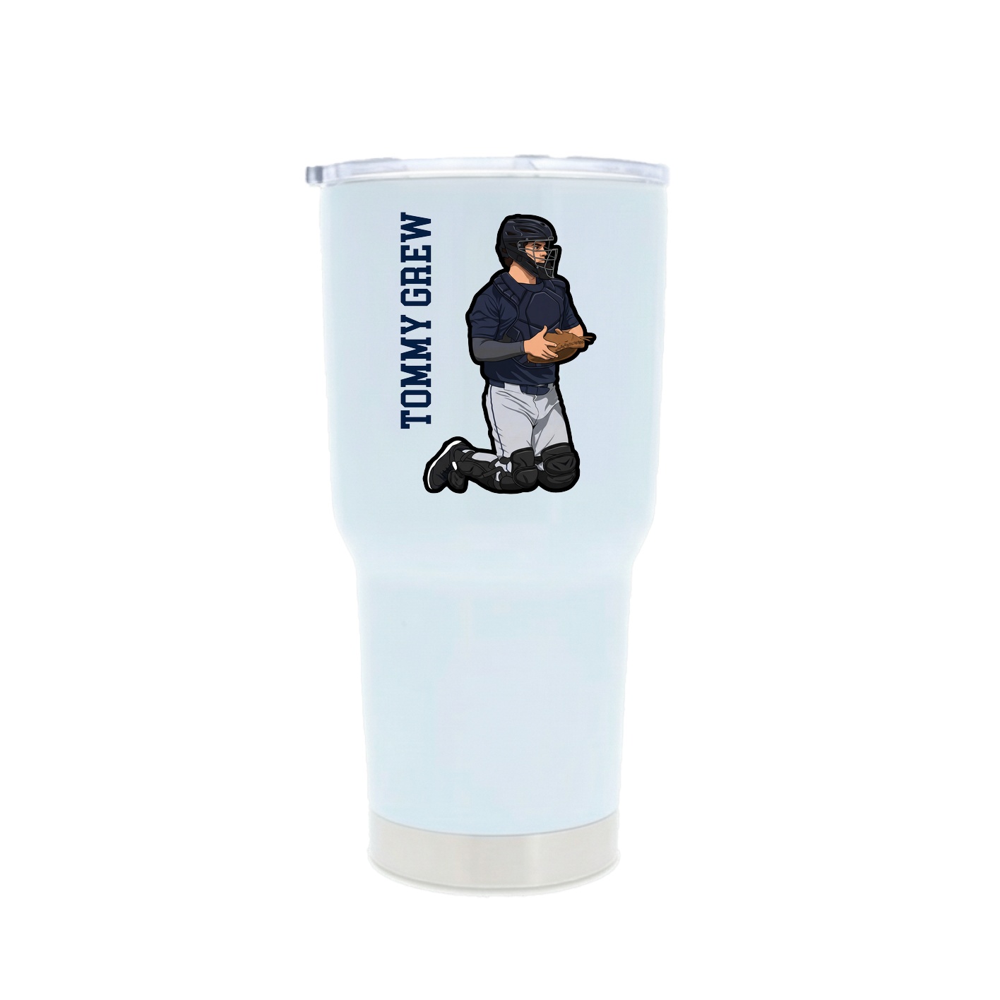 30oz Stainless Steel Tumbler — Name Vertical in White