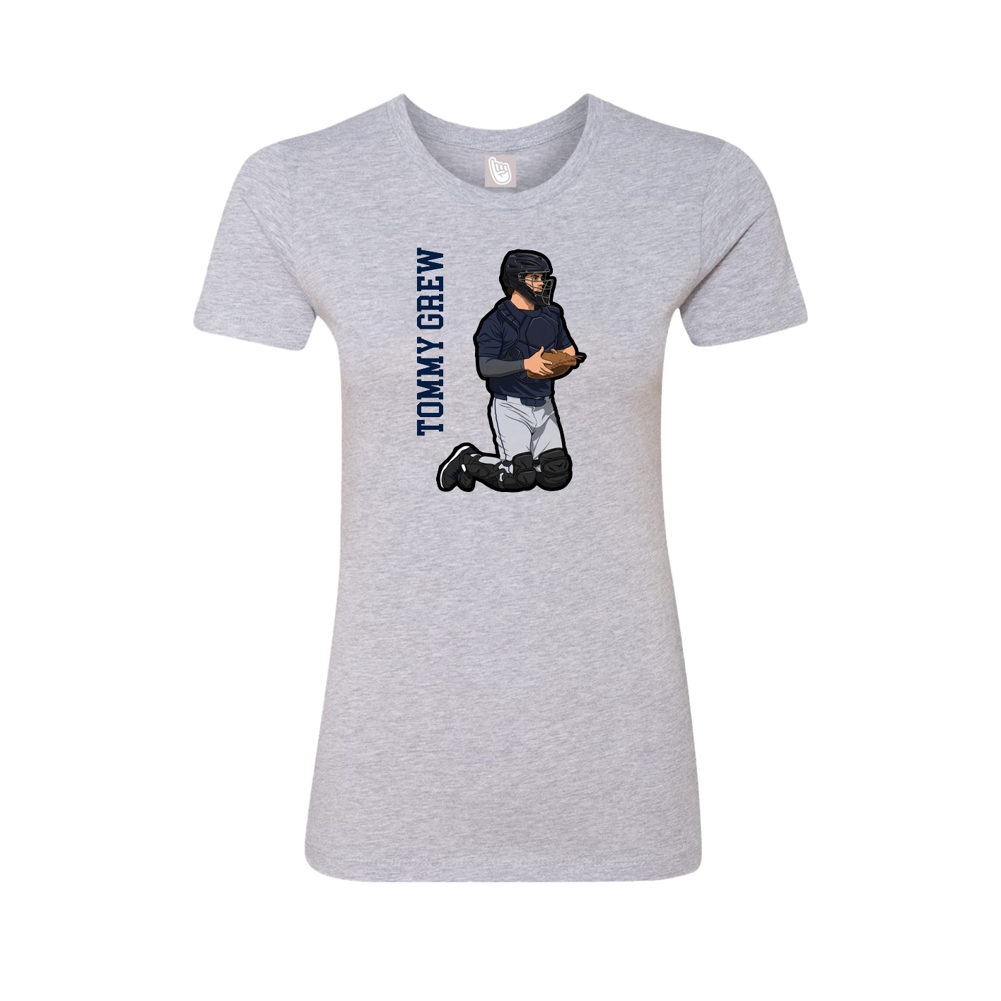 Womens Tee — Name Vertical in Grey