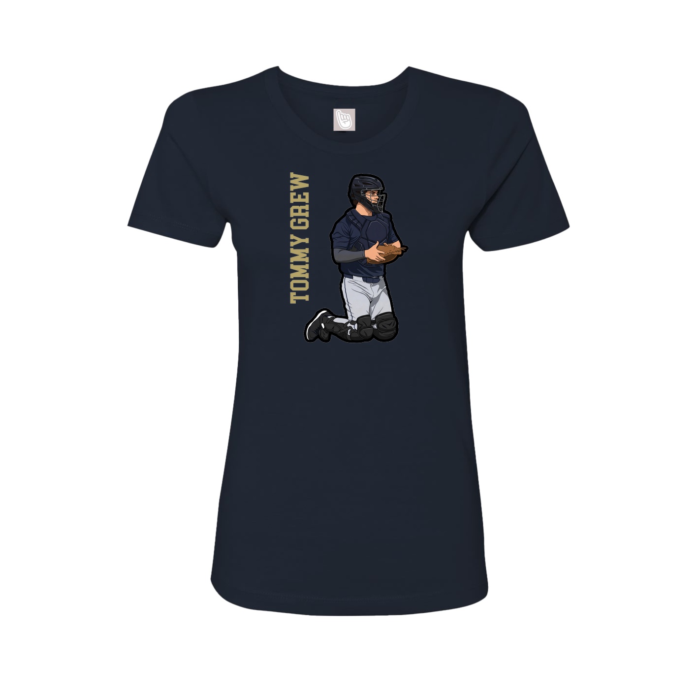 Fitted Women's Tee — Name Vertical in Navy