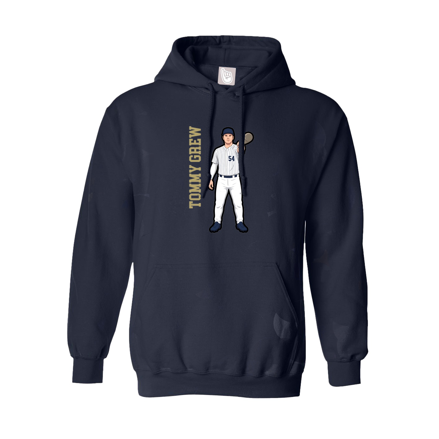 Hoodie — Name Vertical in Navy