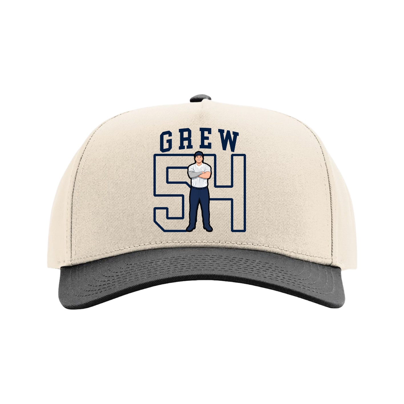 Full Fabric Five-Panel Champ Cap — Shirsey in Cream/Black