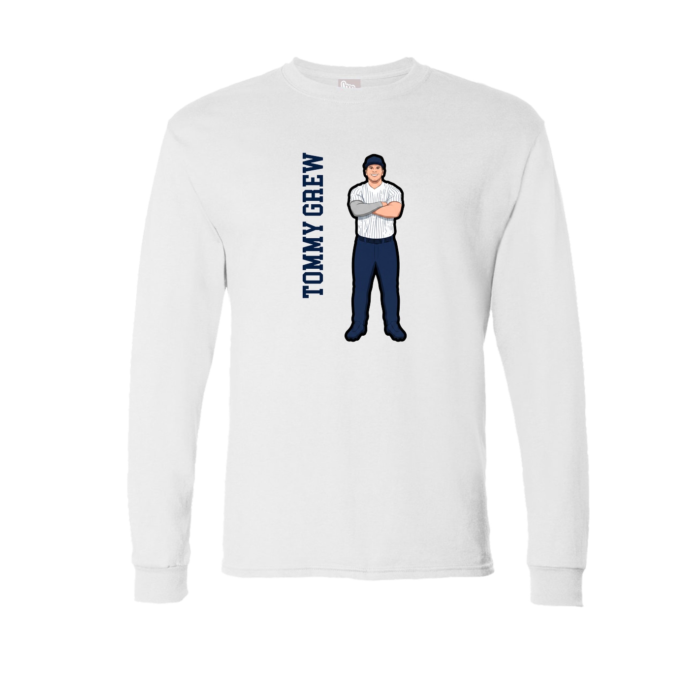 Long Sleeve Tee — Name Vertical in White