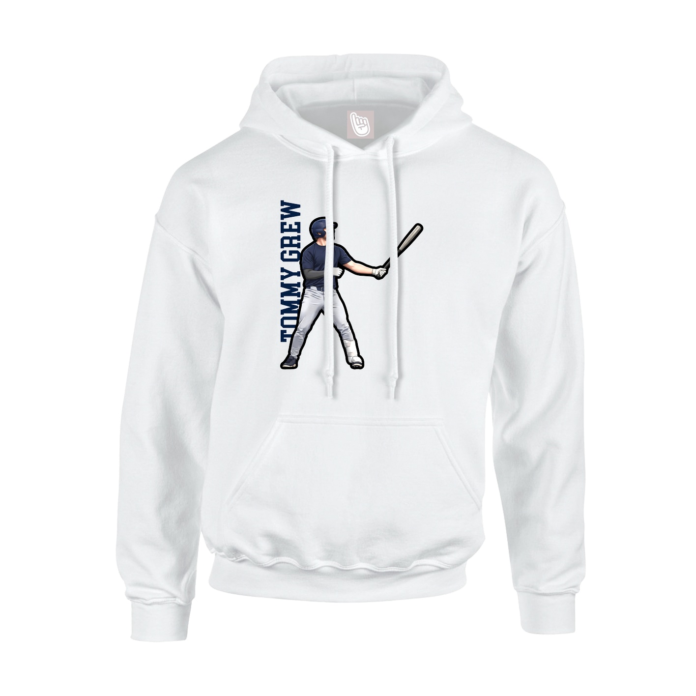 Youth Hoodie — Name Vertical in White