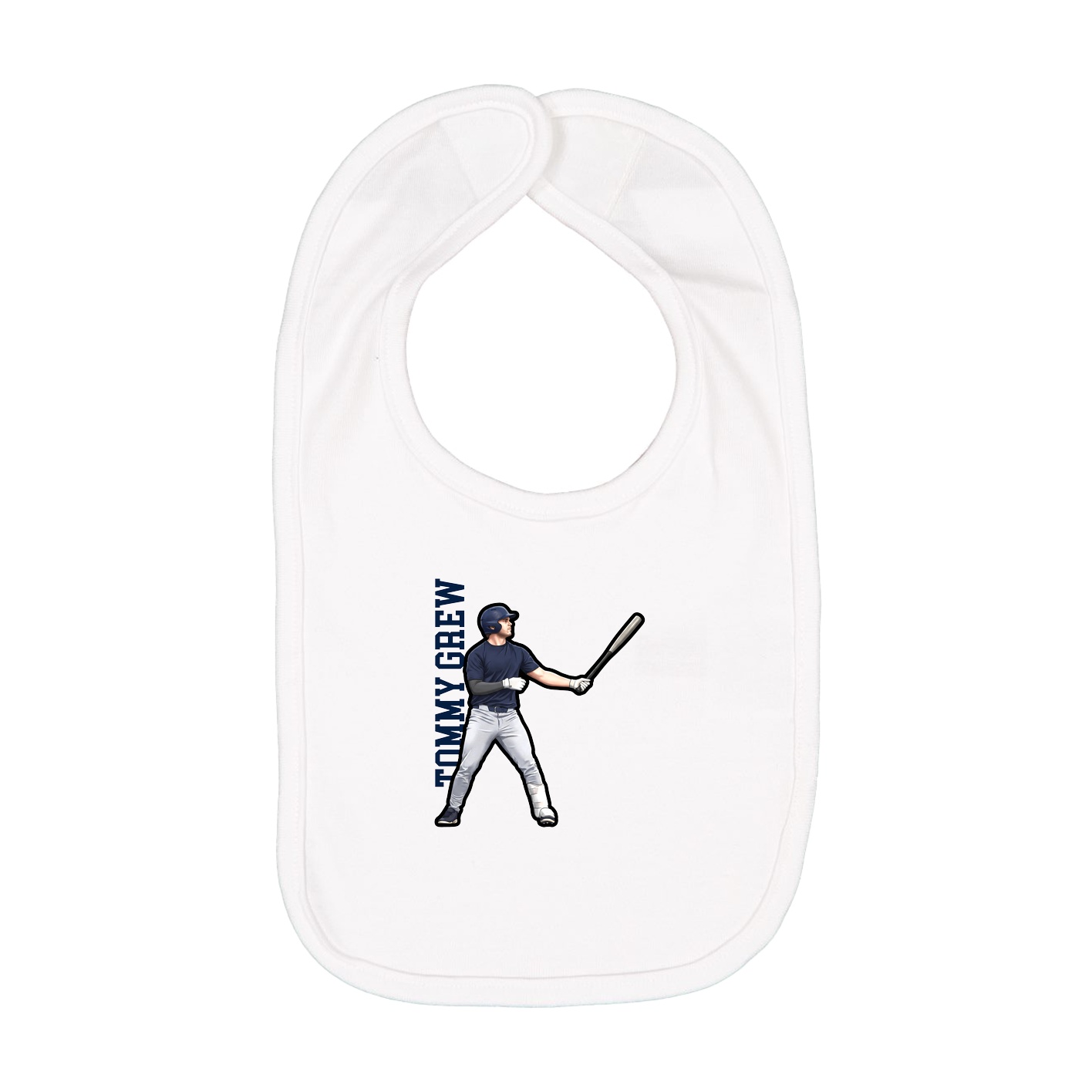 Infant Bib — Name Vertical in White