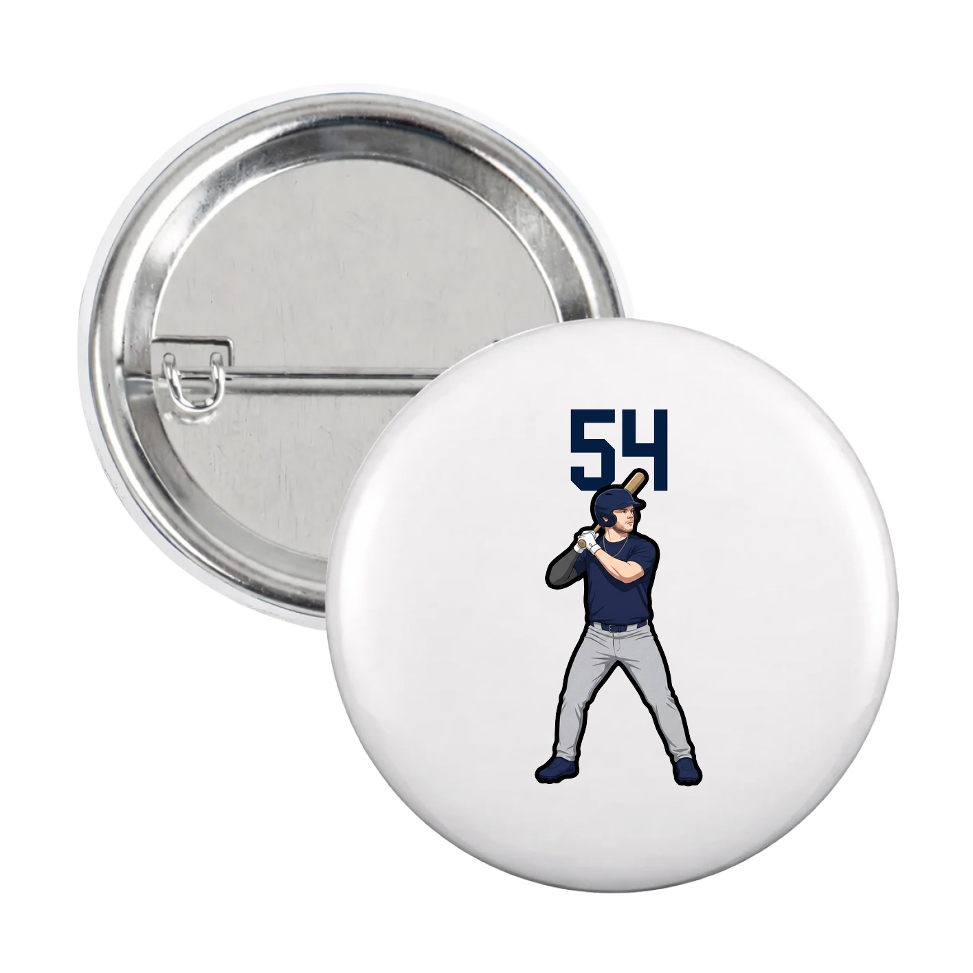 Game Day Button — Number Top in White