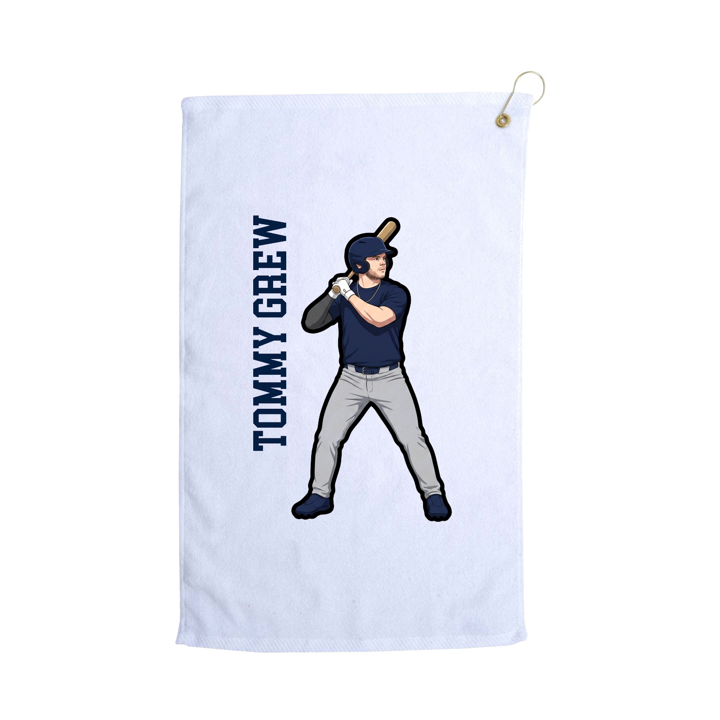 Golf Towel — Name Vertical in White
