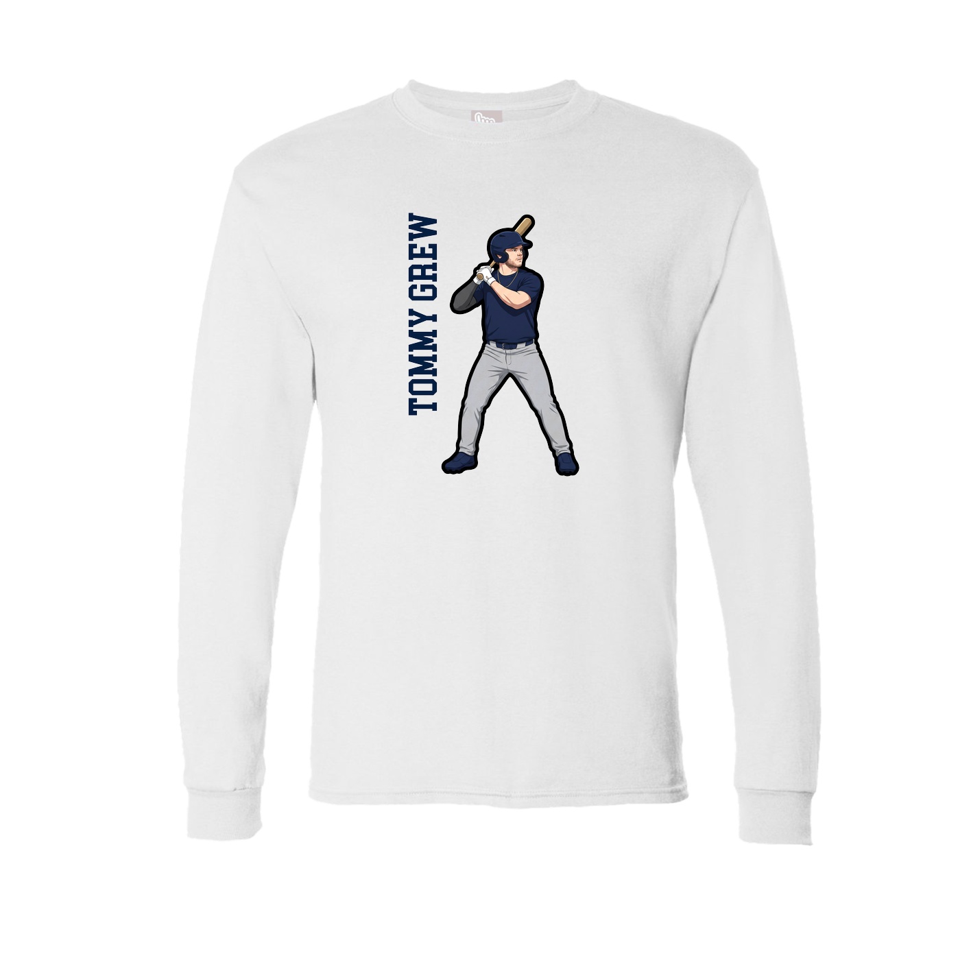 Long Sleeve Tee — Name Vertical in White