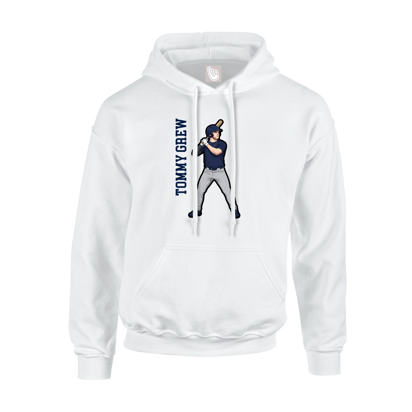 Youth Hoodie — Name Vertical in White