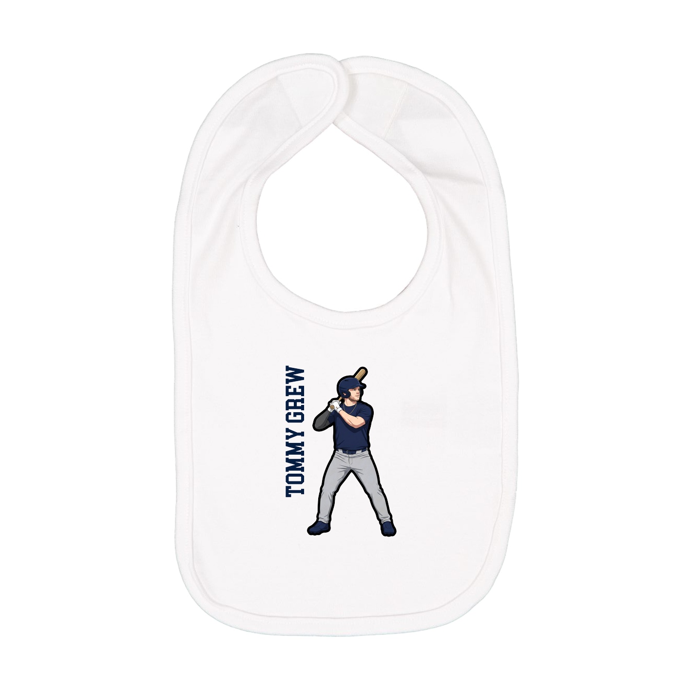 Infant Bib — Name Vertical in White